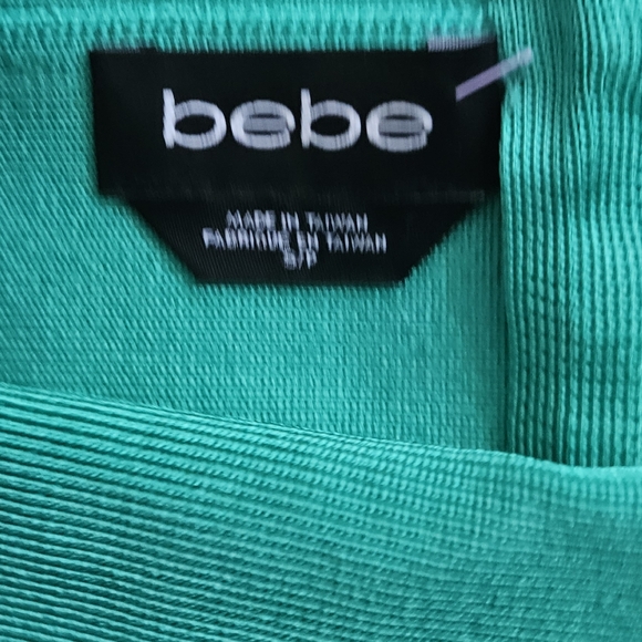 BEBE BODY CON BANDAGE EXPOSED ZIPPER SKIRT  TURQUOISE - Picture 3 of 3